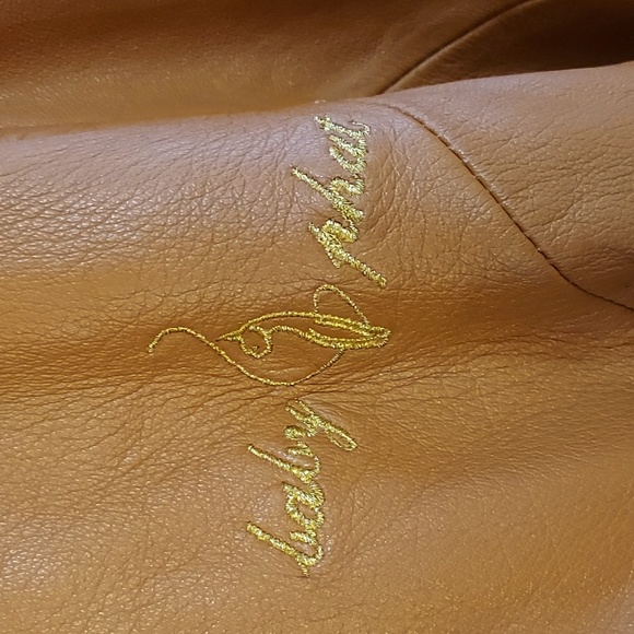 Baby Phat Women's Moto Leather Jacket Tan Cream Piping Removable Lining … - Picture 3 of 16